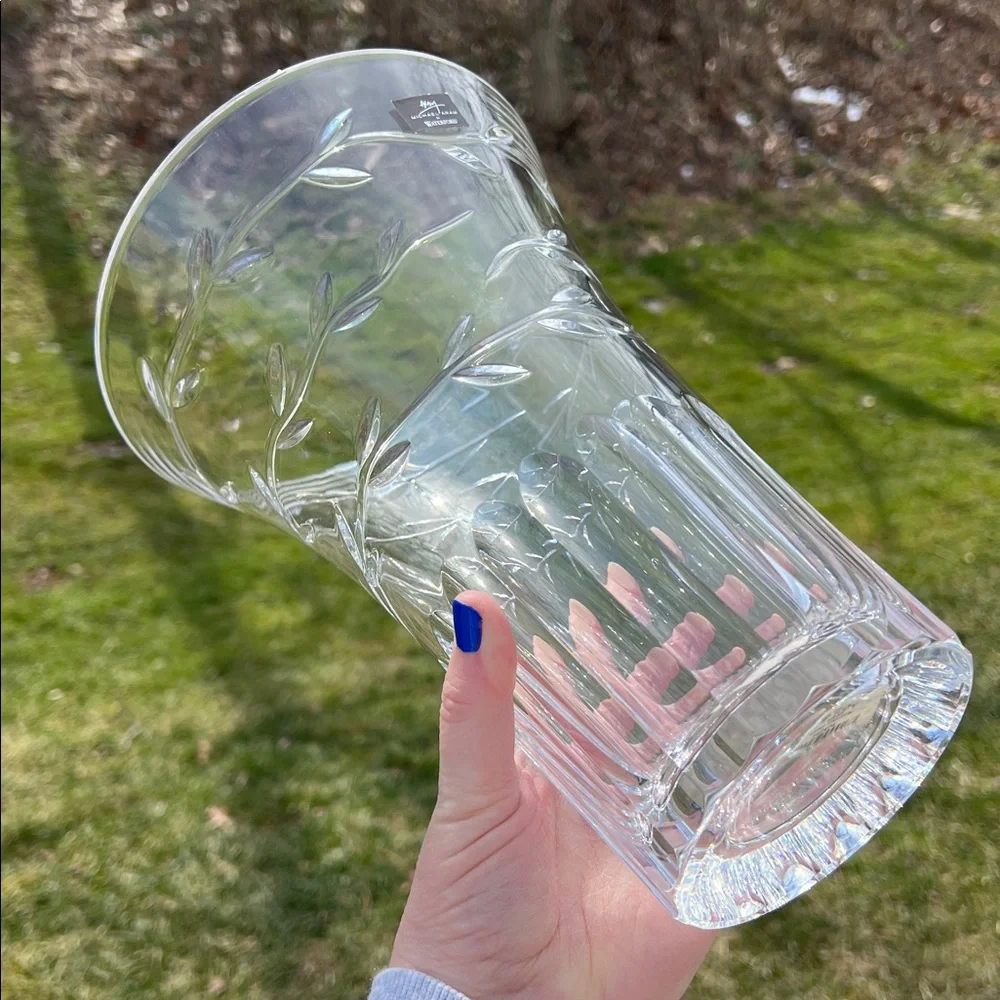 Beautiful Waterford Crystal Michael Aram Garland Romance 10” Flower Vase